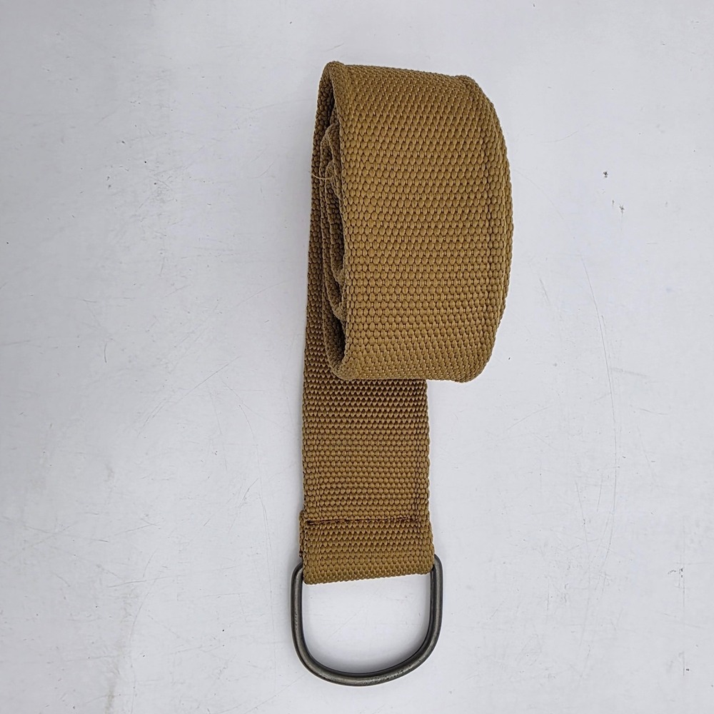 Mens Khaki Brown Canvas Web D-Ring Belt Military Style Size 32 Adjustable